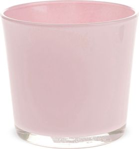 Glastopf Pflanzgefäß Teelichtglas rund Übertopf rosa 11,5 cm