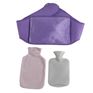3-teiliges Set Wärmflasche mit Weichem Taillenbezug, Wärmflaschengürtel, Wärmbeutelbezug, Winterwarme Wärmflasche, Lila