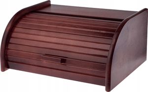 KADAX Brotkasten aus Holz "Eremo", Brotbehälter, Brotbox mit Frontklappe, Rollbrotkasten, 39 cm, Dunkelbraun