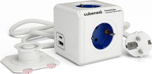 PowerCube Cubenest Extended USB PD 20W USB-A+C Blau, 4x Steckdose, 1,5 m Kabel, Kindersicherung, Erdung, Überspannungsschutz, max 16A/250V 3680W