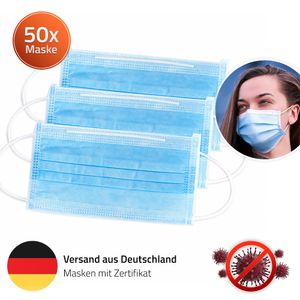 Mundschutz-Maske (3-lagig) Einweg ab 50 Stück MNS Atemschutz - Variantenauswahl, Mundschutz:50 Stück