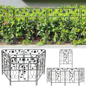 WISFOR 5 ks posteľný plot Set Plug-in Fence Metal DIY Bed Edging Border Fence Black