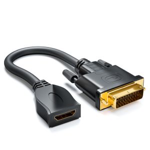 deleyCON DVI auf HDMI Adapter-Kabel - DVI Stecker zu HDMI Buchse 24+1-1080p Full HD HDTV 1920x1080 - vergoldete Kontakte - TV Beamer PC