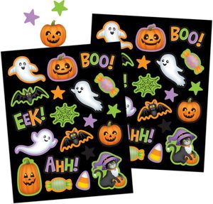 Halloween Stickerbögen - Halloween Deko - Bastelspaß für Kinder - Halloween Sticker - Halloween Aufkleber - Bastelsticker - Bastelspaß - Kindersticker