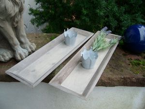 Dekoratives Tablett-Set, (2 Stück) Holz, grau-braun-beige 55 x 16 cm