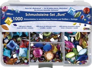 Schmuckstein Set 1000St bunt sortiete Formen und