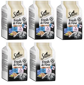 SHEBA Portionsbeutel Multipack Fresh & Fine in Sauce mit Thunfisch und mit Lachs MSC 5 x 6x50g