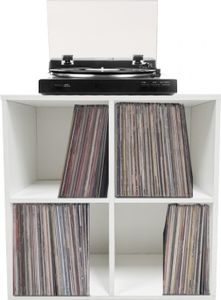 VDD Vinyl Wish Schallplattenschrank - Aufbewahrung von LP-Schallplatten - Bücherregal - 4 Fächer - weiß