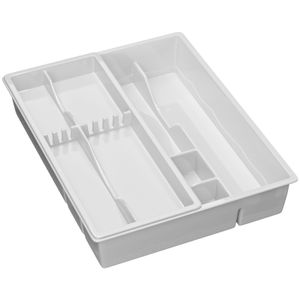 WELLGRO Besteckkasten - 39 x 30,5 x 7,0 cm (LxBxH) - 7 Ablageflächen -  EU - Material BPA-freier Kunststoff - Besteckeinsatz - Besteck Kasten, Farbe:Weiß