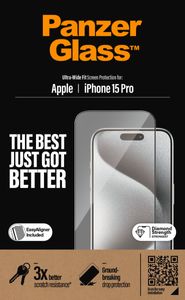 PanzerGlass Ultra Wide Fit für iPhone 15 Pro - transparent