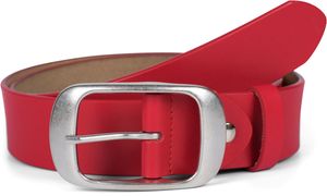 styleBREAKER Uni Leder Gürtel Unifarben mit glänzender Oberfläche und gebürsteter Schnalle, kürzbar 03010104, Farbe:Rot, Größe:105cm