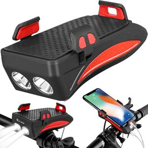Držiak na mobily na bicykli s LED lampou Predné svetlo s držiak na riadidlá 400 lm 130 dB 4000 mAh Univerzálny Scooter Motocykel iPhone Samsung Retoo