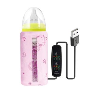 Babyflaschenwärmer - Tragbarer USB-Reisebecher, Milchwärmer, Flaschenwärmer, Babyflasche, Aufbewahrungstasche, Sandwich-Struktur, wärmeisolierendes, sicheres Design,Pink