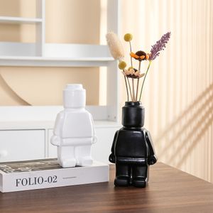 Deko Vase Baustein Mann schwarz - Kawaii Geschenk