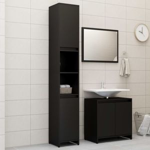 3-tlg. Badmöbel-Set Schwarz Holzwerkstoff 3056935