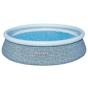 Bestway® Fast Set™ Aufstellpool-Set mit Filterpumpe Ø 457 x 107 cm, Grafisches Liniendesign, rund