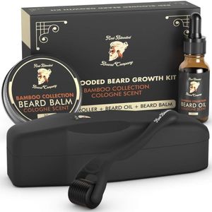 Red Blooded Bartwachstumsset mit Bartroller + Bartöl + Bartbalsam Geschenkset für Männer Haarwachstumskit 0,5 mm Dermaroller Geschenke für Männer