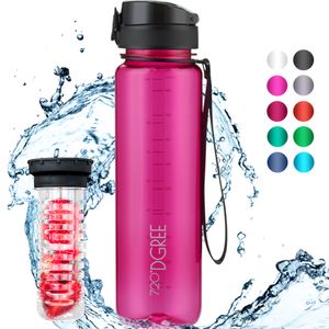 720°DGREE Trinkflasche uberBottle transparent 1000ml, Farbe:fuchsia pink transp