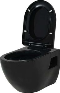 vidaXL Závesné WC keramické čierne