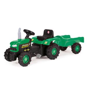 Detský šliapací traktor s vlečkou, zelený