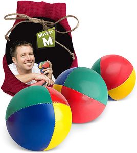 Mister M ✓ Das Ultimative Jonglierball Set ✓ 3 Jonglierbälle mit Naturfüllung ✓ Online Lern Video ✓ Jute Geschenkbeutel