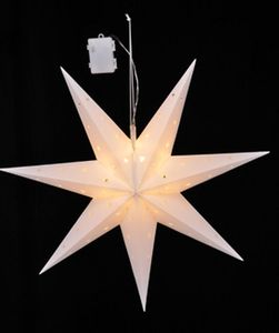 Stern Weihnachtsstern 12 LED 60cm batteriebetrieben innen außen Timer (Weiß)