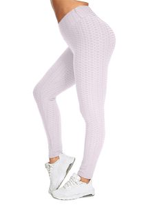 Damen Honeycomb Sport Leggings Bauchkontrolle High Waist Hintern Heben Fitness Yogahose Weiß,Größe:XXL