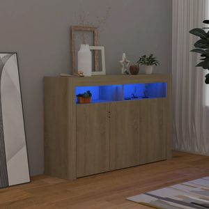 Ankonbej Sideboard mit LED-Leuchten Sonoma-Eiche 115,5x30x75 cm
