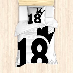 ABAKUHAUS 18. Geburtstag Mantele, Jersey Scheinen Bold 18, Milbensicher Allergiker geeignet mit Kissenbezügen, 135 cm x 200 cm - 80 x 80 cm, Schwarz und weiß