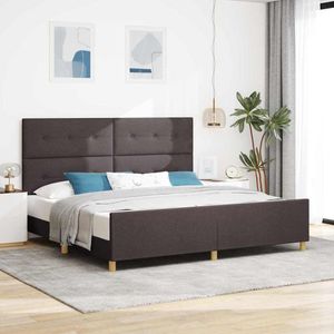 Bettgestell mit Kopfteil Dunkelbraun 200 x 200 cm Stoff