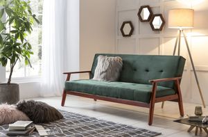 SIT Möbel Schlafsofa 3-Sitzer | mit Relax Funktion | Bezug Samt | Gestell Eukalyptus | kirschbaumfarbig-grün | B 188 x T 85 x H 81 cm | 06033-32 | Serie SIT4SOFA