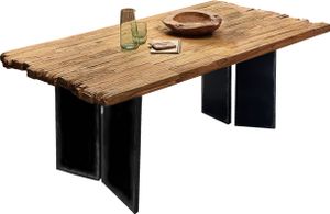 SIT Möbel Esstisch | Teak-Holz natur | Plattenstärke 50 mm | Metallgestell schwarz | B 220 x T 100 x H 77 cm | 16064-11 | Serie TOPS & TABLES