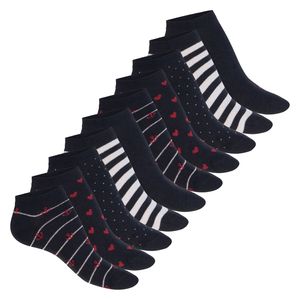 Celodoro Damen Süße Eco Sneaker Socken (10 Paar) Kurzsocken aus regenerativer Baumwolle - Marine 39-42
