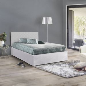 Talamo Italia Kopfteil-Set aus Kunstleder mit orthopädischer Basis und Volant,  Italy, geeignet für eineinhalb Einzelbetten, für eine Matratze 120x190 cm, Weiß