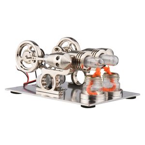 Stirling-Motor-Kit Dual-Motor-Generator Heissluftmotormodell Physikalisches Generatormodell mit Schwungrad Design Wissenschaftsexperiment DIY Bildung Spielzeug fuer Lehrer Erwachsene Kinder Schule Bueroeinrichtung