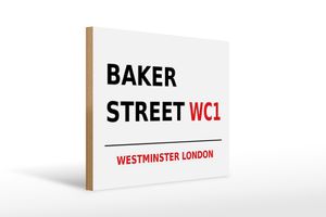 Holzschild London 40x30cm Street Baker street WC1