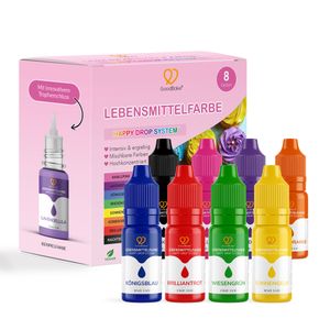 GoodBake Lebensmittelfarben intensiv (8 Farben), ZUCKERFREI, vegan, zum Backen