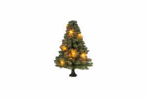NOCH 22111 Beleuchteter Weihnachtsbaum  grün, mit 10 LEDs, 5 cm hoch