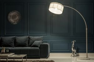 Moderne Design Bogenleuchte EXTENSO weiß mit weißem Marmorfuß Bogenlampe Stehlampe Stehleuchte Wohnzimmer