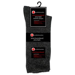 Texemp | 3er | 6er | 9er Pack | Diabetikersocken Herren & Damen Socken mit Komfortbund ohne Nath & ohne Gummibund mit hangekettelter Spitze | B132 | Anthrazit | 39-42 | 3 Paar
