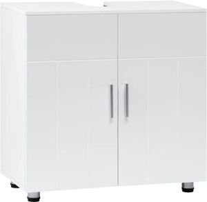 EUGAD Waschbeckenunterschrank, mit 2 Türen und verstellbarer Trennwand, Weiß,