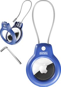 AdroitGoods Pouzdro pro Apple AirTag s ocelovým kabelem - Modré - Klíčenka Airtag - Držák - Věšák - Pouzdro