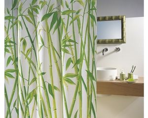 Spirella Anti-Schimmel Duschvorhang - Anti-Bakteriell, waschbar, wasserdicht, Polyester, „Bambus“ 120x200cm Grün