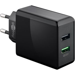 Dual-USB Schnellladegerät USB/QC3.0 (28W) schwarz