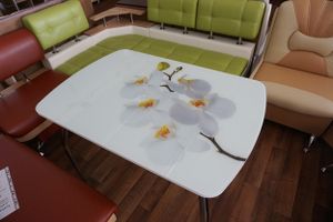 Esstisch Glastisch ausziehbar 110-145 cm bedruckt Motiv Orchidee Küchentisch
