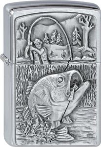 Zippo Bass Fishing Emblem Benzinfeuerzeug | Messing | Windfest Zippo Bass Fishing Emblem Benzinfeuerzeug | Messing | Windfest