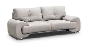 3-Sitzer Sofa MAXIME LUX mit bequemer Sitz, Dreisitzer mit Wellenfedern, Sofa aus Kunstleder im modernes Design (Stoff vega 02 - beige)