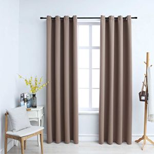 vidaXL Zatemňovacie závesy s kovovými očkami 2 ks. Taupe 140x175 cm