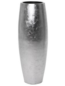 Exklusiver Pflanzkübel Fiberglas MAGNUM Silber Hochglanz - 23x80 cm
