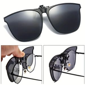 GKA Überbrille Brillen Aufsatz Clip on Gestell schwarz / Glas grau klappbar Sonnenbrillen Aufsatz für Brillenträger Sonnenbrillenaufsatz polarisiert
